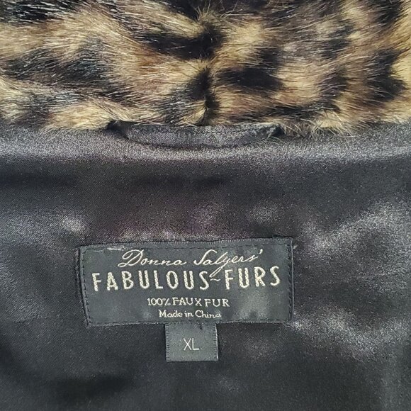 Donna Salyers Fabulous Faux Fur Size XL Vest Coat Leopard Print Plush Furry Cozy - Picture 4 of 12